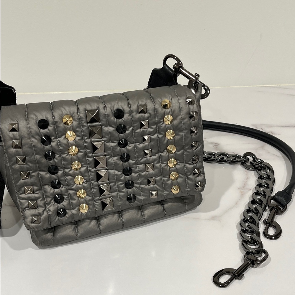 THINK ROYLN Studded Metallic Crossbody Bag
